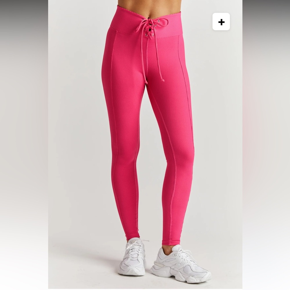 Year of Ours Hot Pink Ribbed Football Leggings